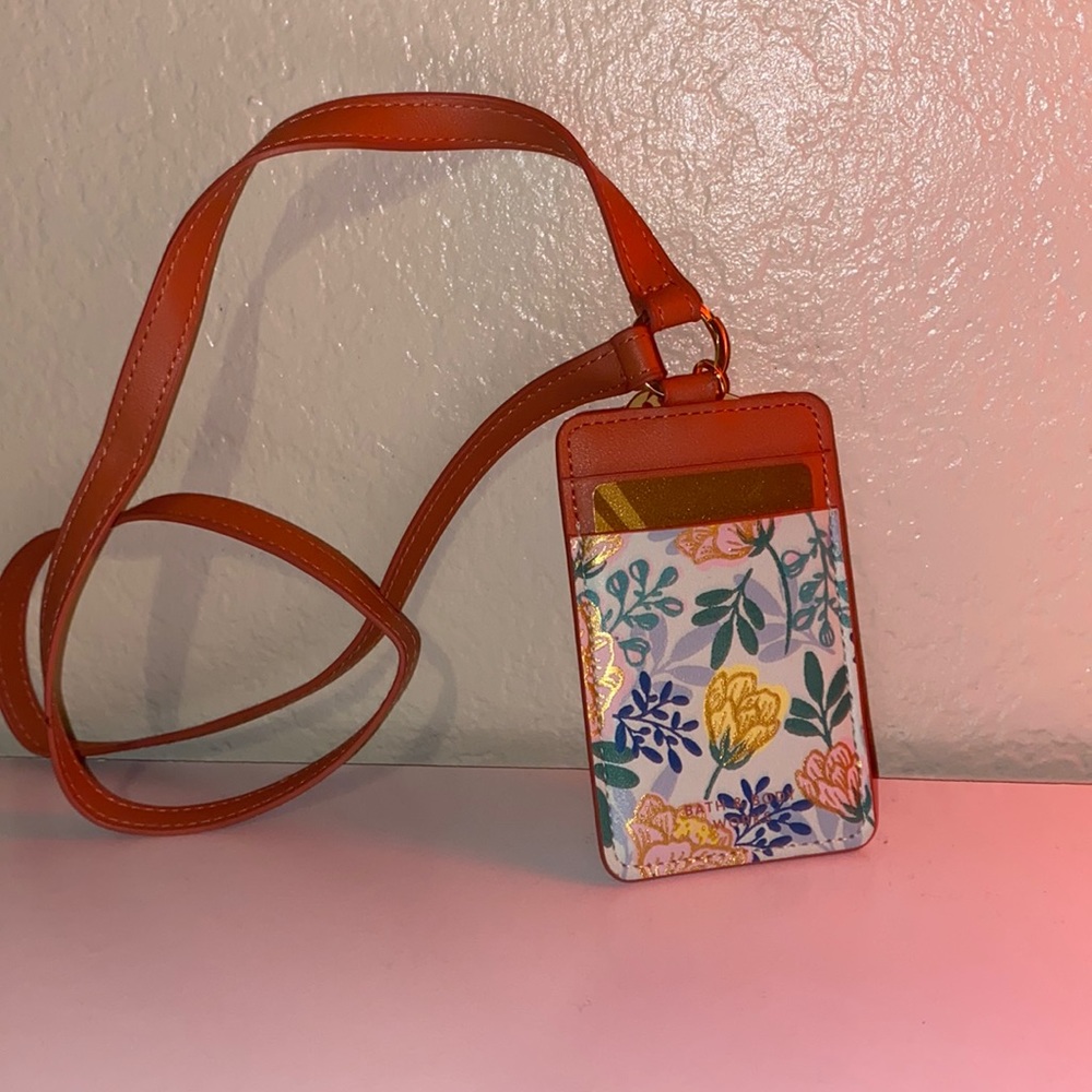 Bath and Bodyworks floral lanyard with card holder and gold sanitizer holder 💖